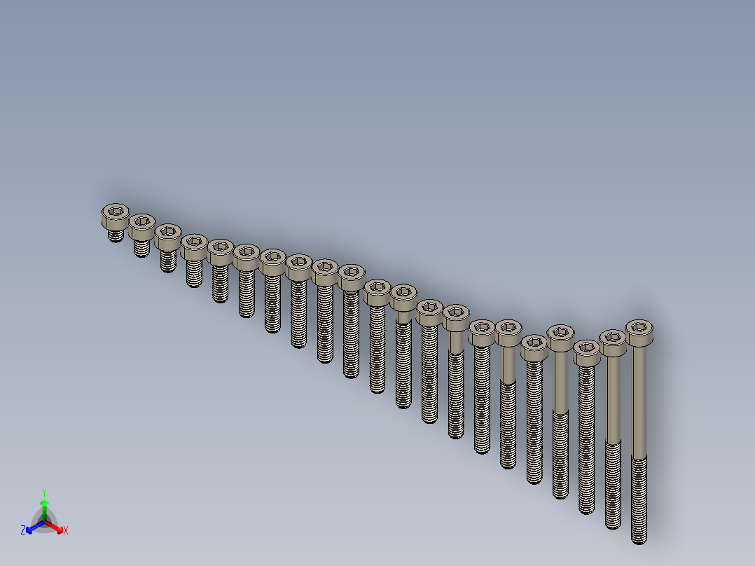 M2.5公制内六角螺钉汇总正等轴测图