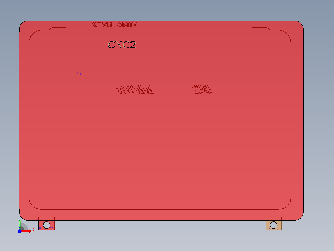 一款平板电脑外壳铣外观面程序模型前视图