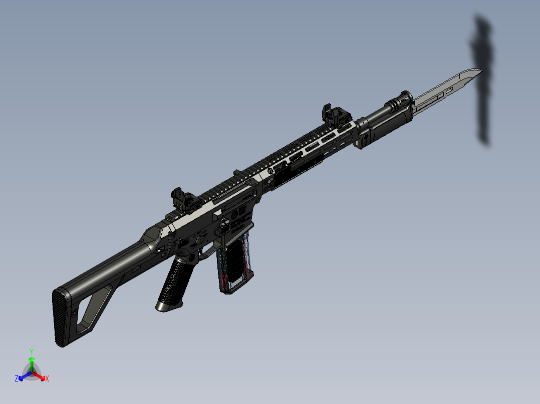 手枪左轮冲锋枪老式狙击步枪设计3D图纸wz-2022-rifle STP主视图