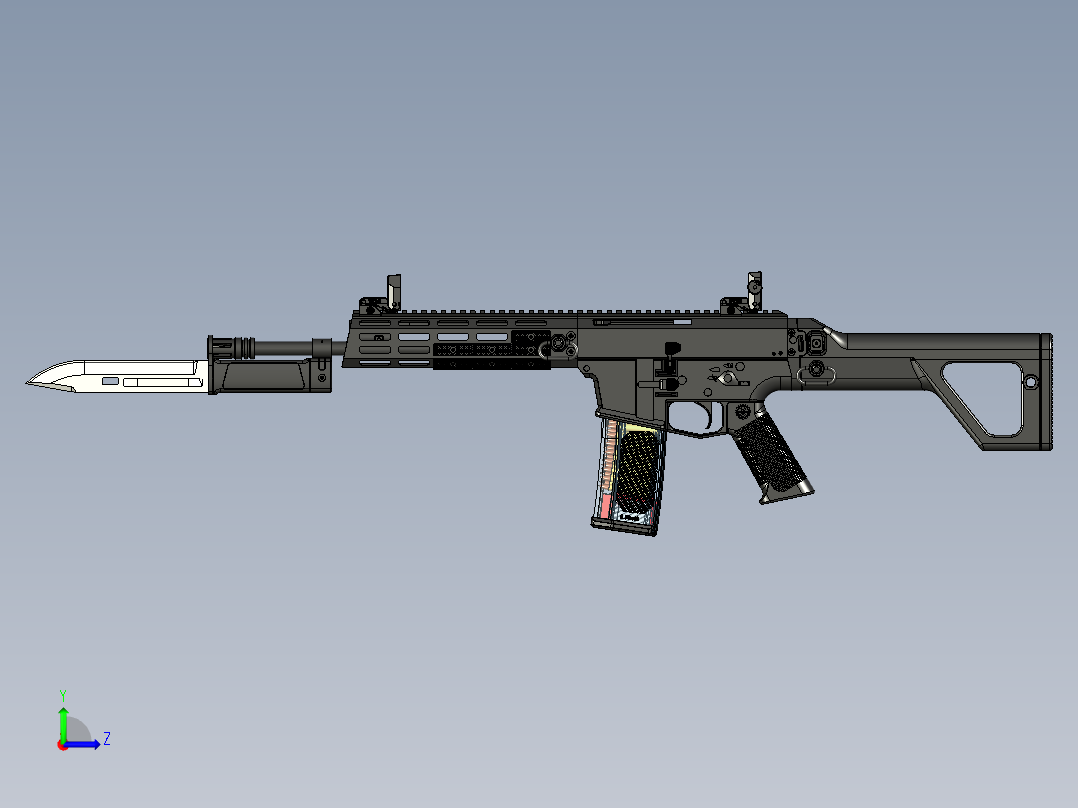 手枪左轮冲锋枪老式狙击步枪设计3D图纸wz-2022-rifle STP左视图