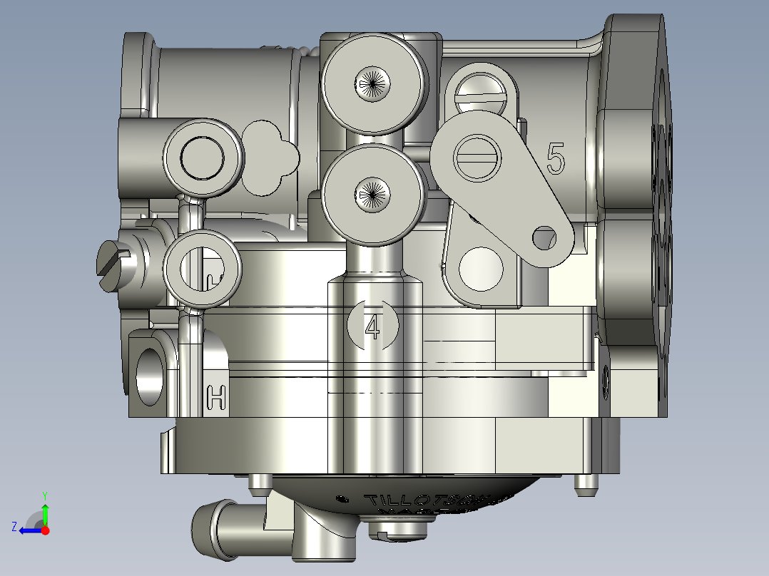 控制的分控式化油器右视图