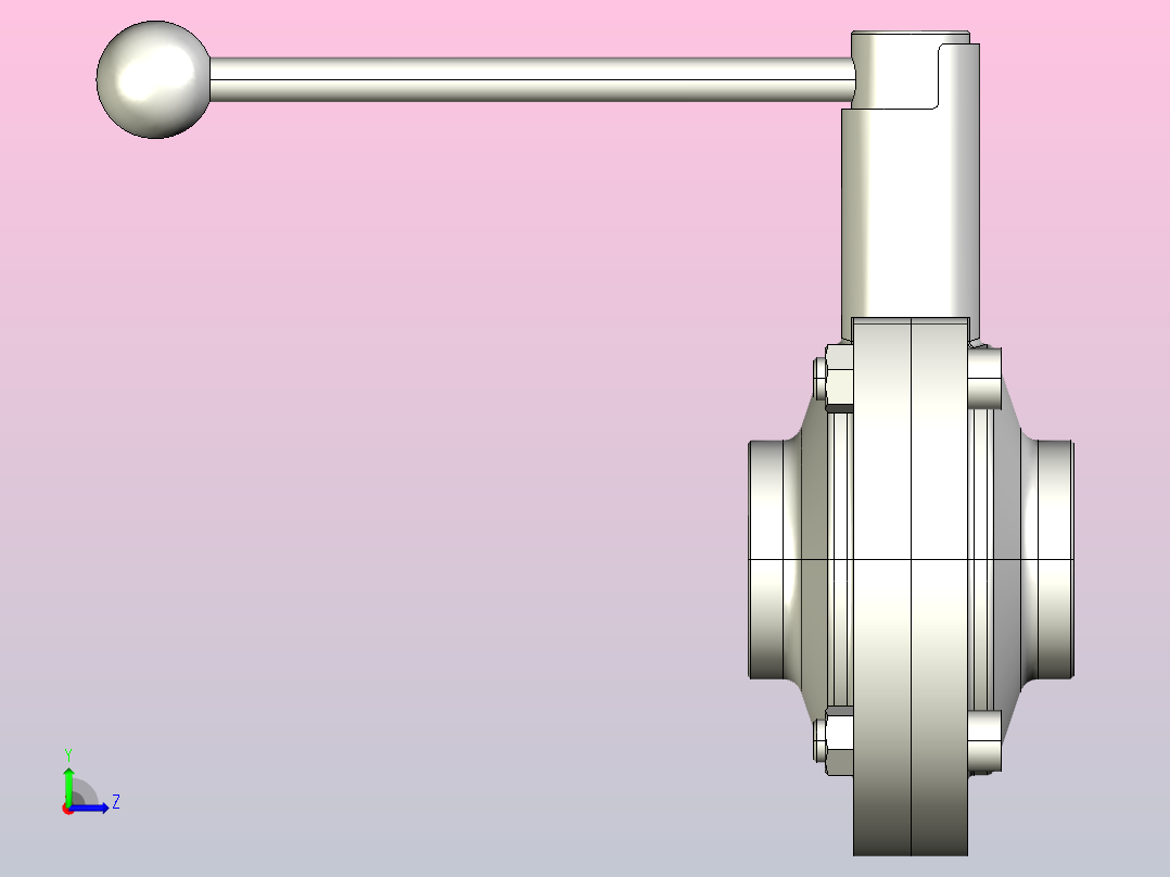 卫生级焊接式蝶阀DN38左视图