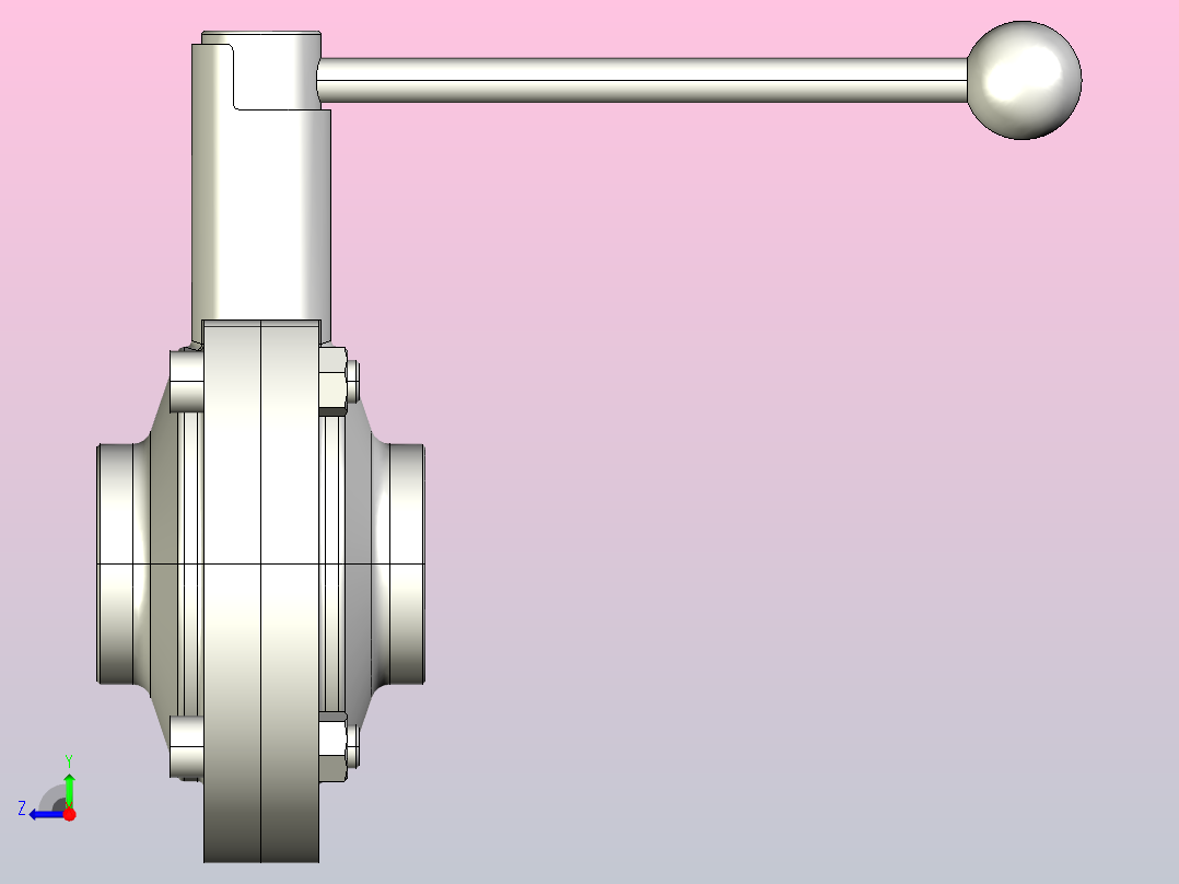 卫生级焊接式蝶阀DN38右视图