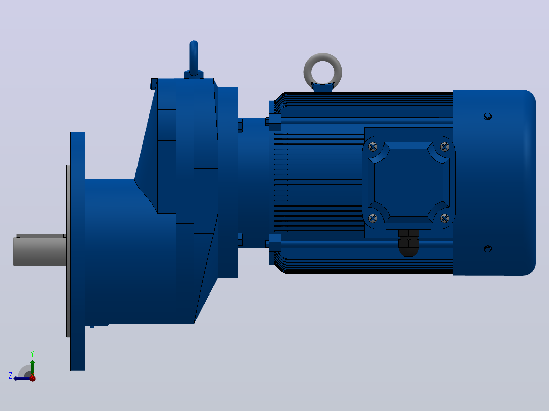 RXF77法兰轴伸式安装斜齿轮减速机RX77-Y1.1-4P-90S-M1-0°-Φ250右视图