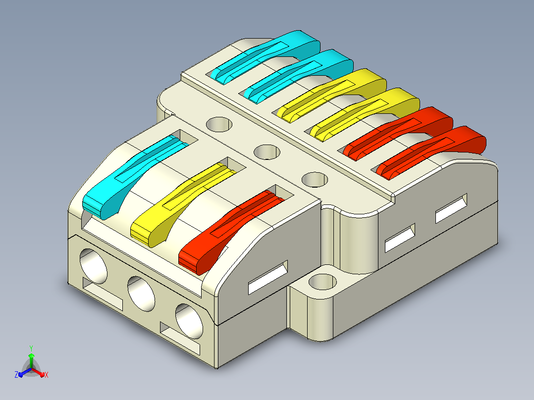LT-633固定式快速连接端子，快速接线电缆连接器推入式导线，2进6出主视图