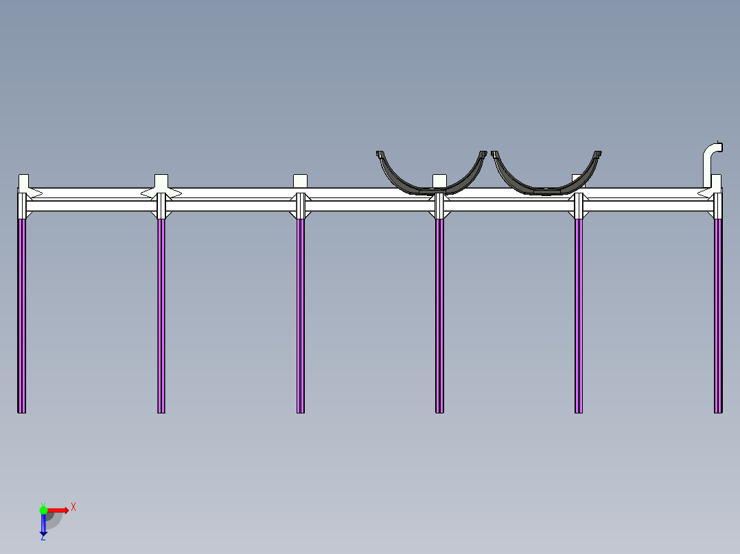 木材运输车拖车架俯视图