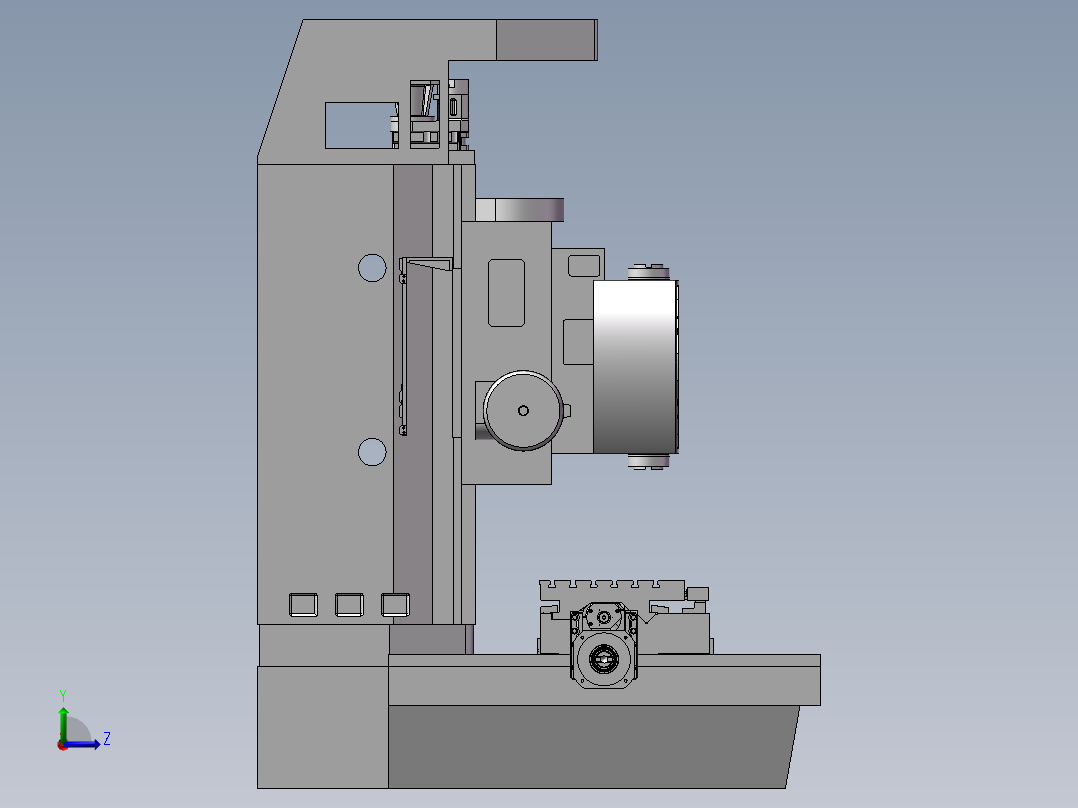 国外立式加工中心模型 非标自动化设备3D图纸3D模型1左视图