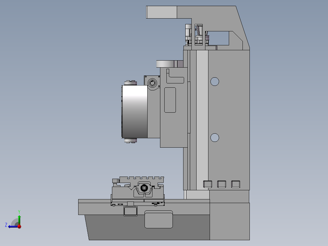 国外立式加工中心模型 非标自动化设备3D图纸3D模型1右视图