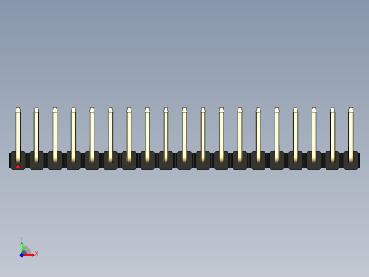 彩色公排针 100mil 2.54mm 系列-DS1022_black_19p_100mil_TypeU_rev1.0前视缩略图