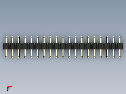 彩色公排针 100mil 2.54mm 系列-DS1022_black_19p_100mil_TypeU_rev1.0俯视缩略图