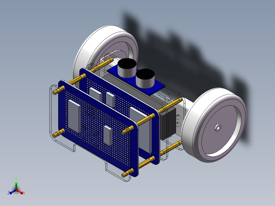自平衡小车（三维+课设+程序+二维+电路图）正等轴测图