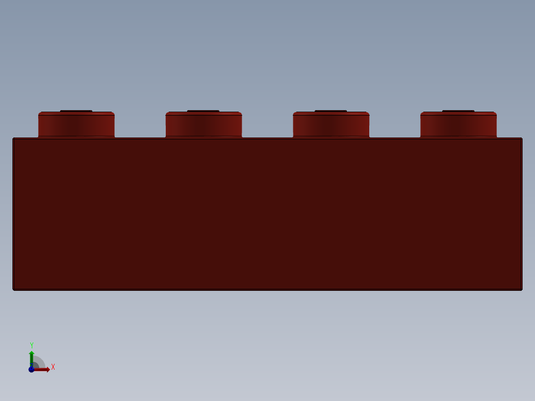 乐高套装 4421基本积木-301021 Bright Red Brick 1 x 4.SLDPRT前视图