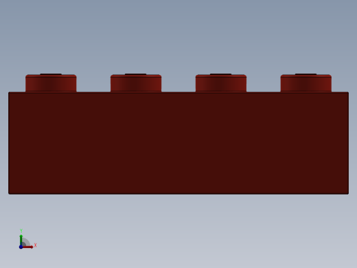乐高套装 4421基本积木-301021 Bright Red Brick 1 x 4.SLDPRT前视缩略图