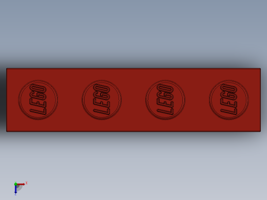 乐高套装 4421基本积木-301021 Bright Red Brick 1 x 4.SLDPRT俯视缩略图