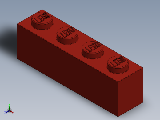 乐高套装 4421基本积木-301021 Bright Red Brick 1 x 4.SLDPRT正等轴测缩略图
