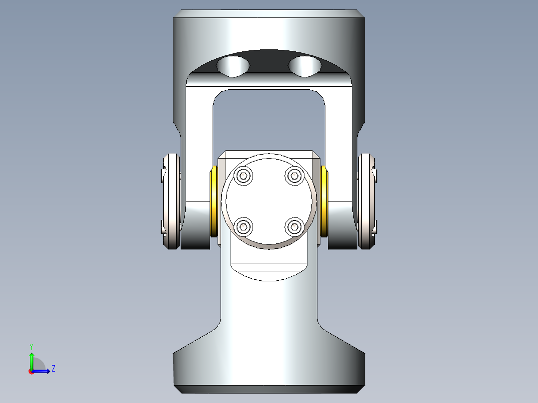 universal joint十字轴万向节3D数模图纸 Solidworks设计左视图