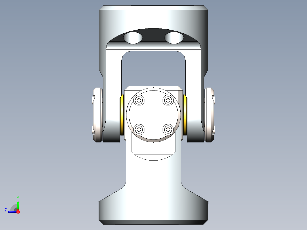 universal joint十字轴万向节3D数模图纸 Solidworks设计右视图