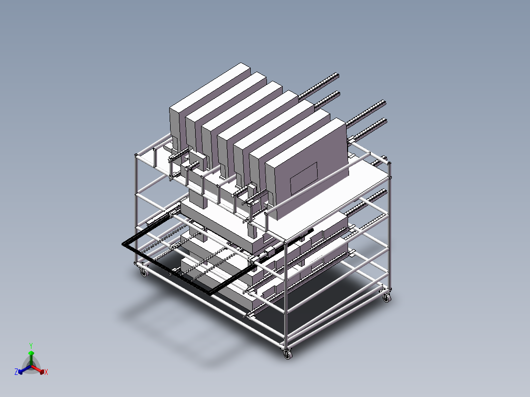 线棒车装配机正等轴测图