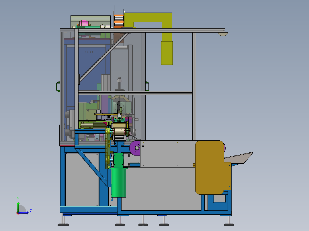 汽车密封条EPDM硬骨架裁断收料生产线(sw18可编辑+工程图+bom）左视图