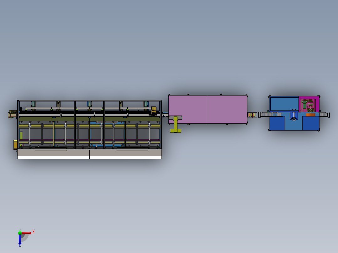 汽车密封条EPDM硬骨架裁断收料生产线(sw18可编辑+工程图+bom）俯视图