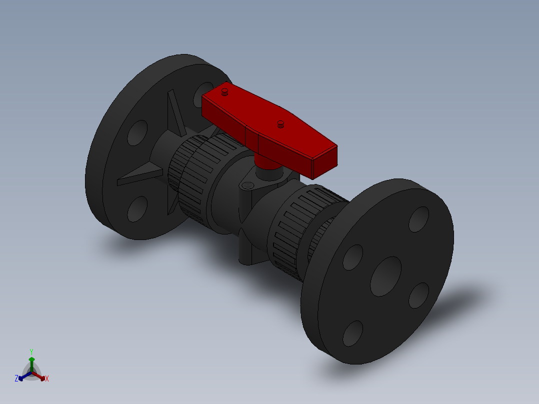 法兰式球阀-UPVC DN15-DN65_0正等轴测图