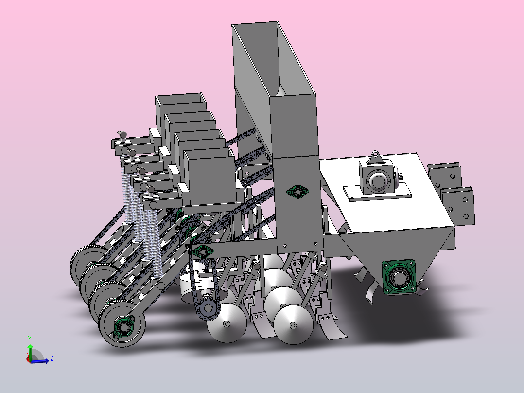 播种施肥机【三维】主视图