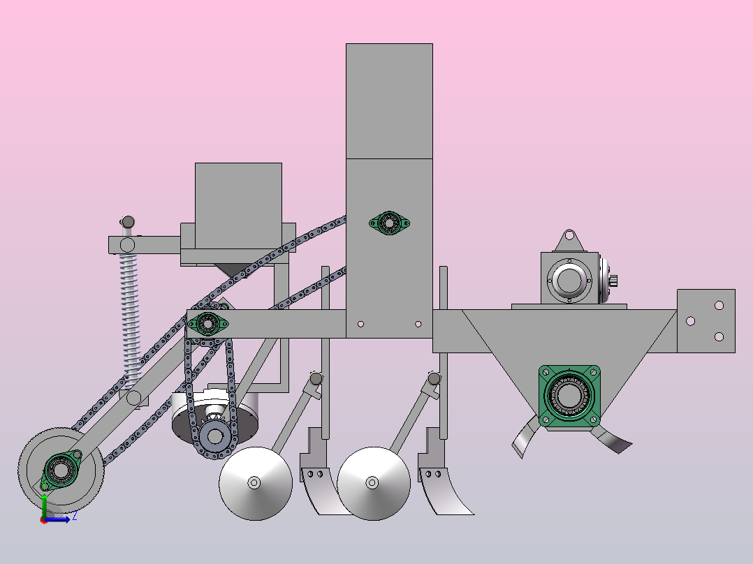 播种施肥机【三维】左视图