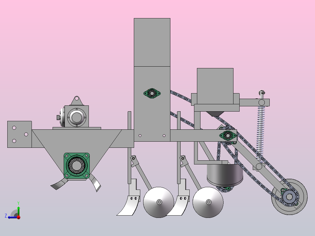 播种施肥机【三维】右视图
