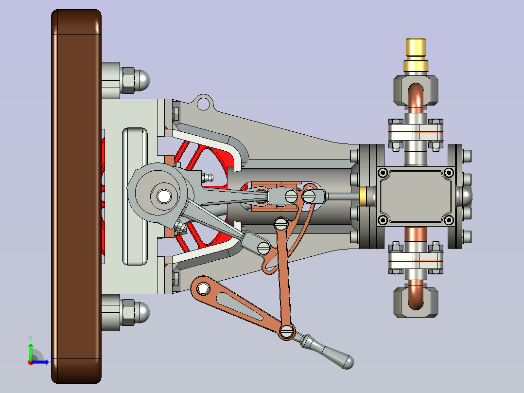 带倒档的立式双蒸汽机左视图