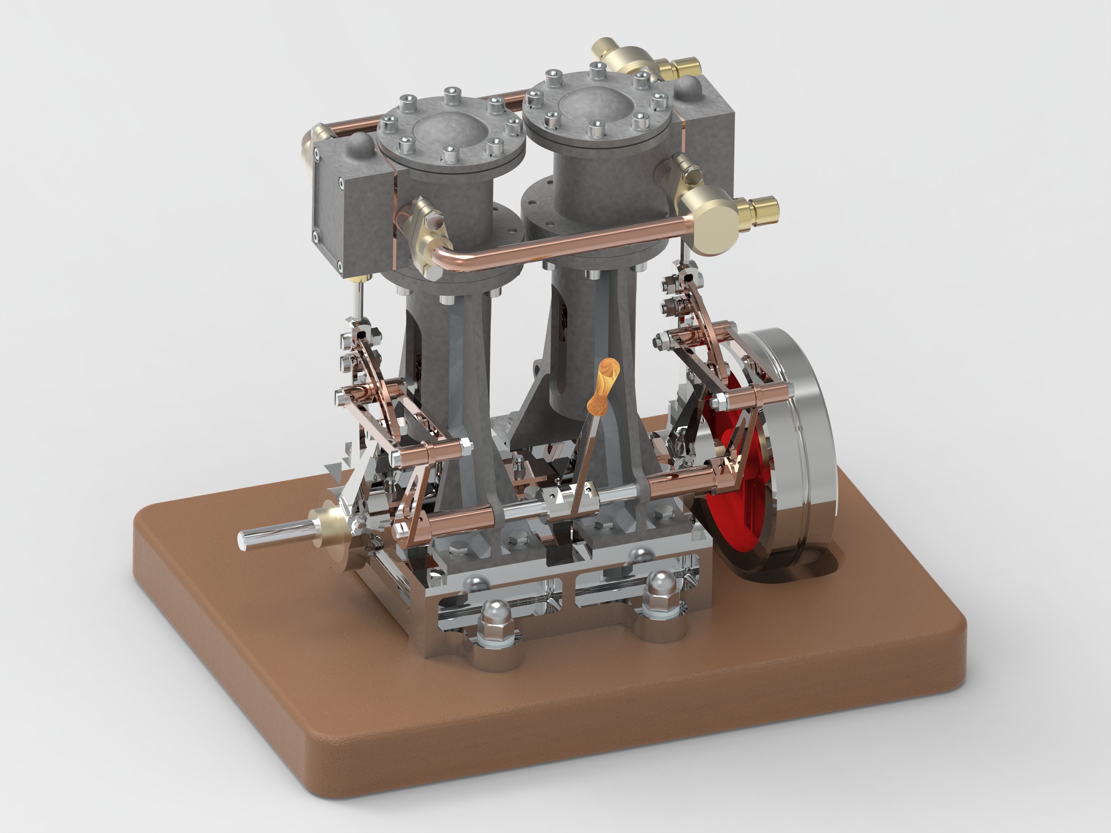 带倒档的立式双蒸汽机