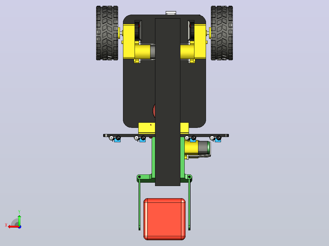 带夹爪的循迹小车3D图纸 STEP格式后视图