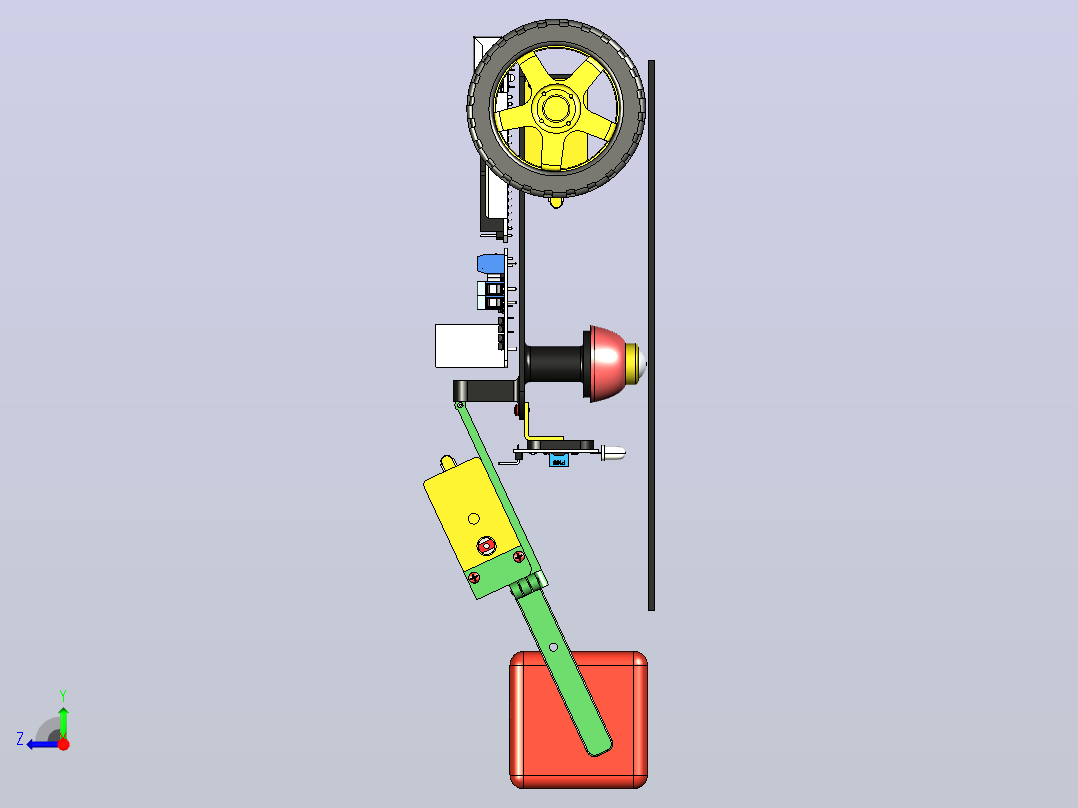 带夹爪的循迹小车3D图纸 STEP格式右视图