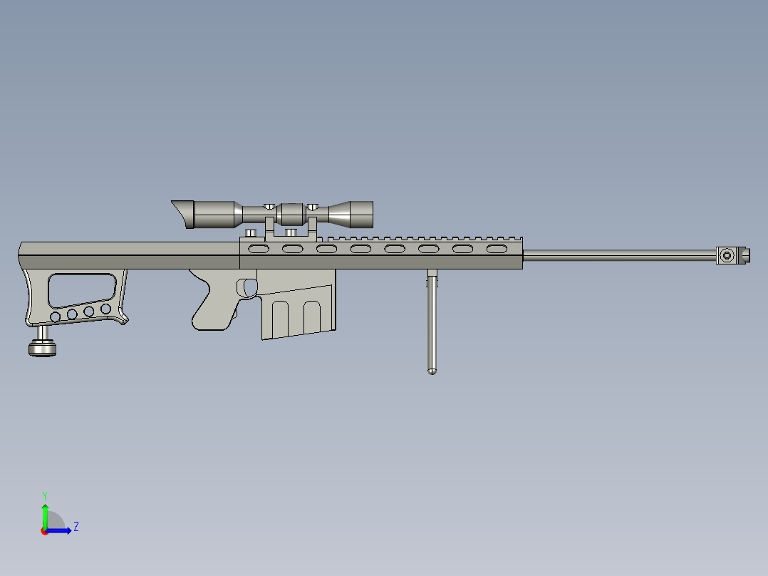 巴雷特3d图档左视图