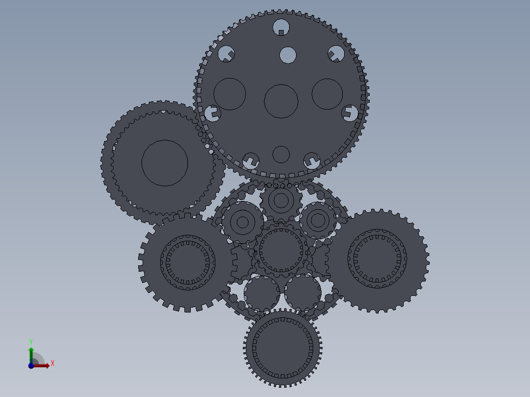 solidworks 减速箱内部结构图前视图