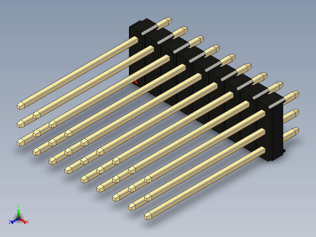彩色公头100mil（2.54mm）系列-DS1021_black_3x09p_100mil_Type19_rev1.0主视图