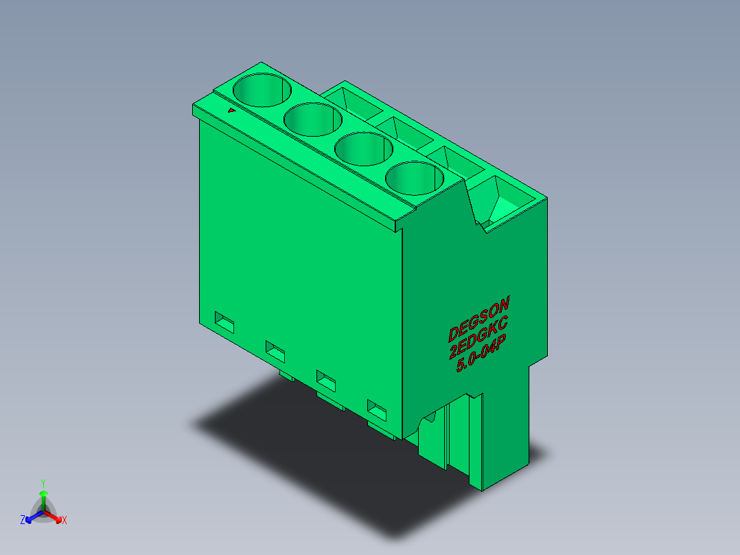 DEGSON 2EDG 系列 5.0mm 可插拔接线端子组-2EDGKC-5.0-04P-14-00AH正等轴测图