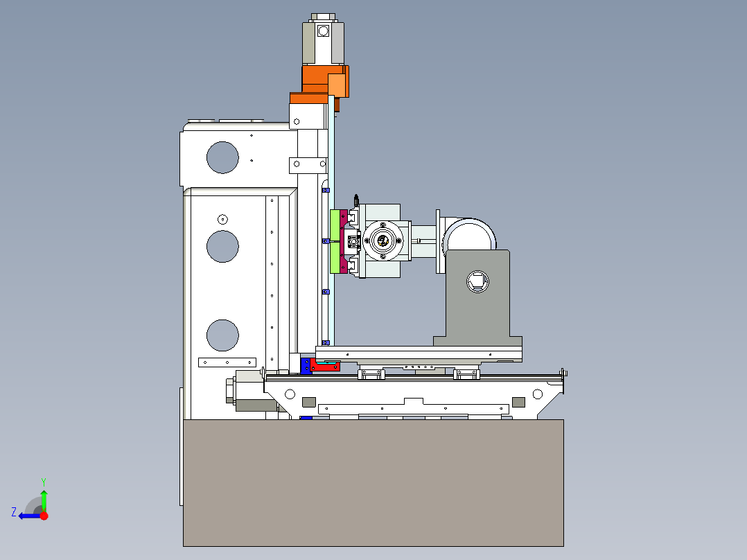 立柱式三坐标内排屑深孔钻床右视图