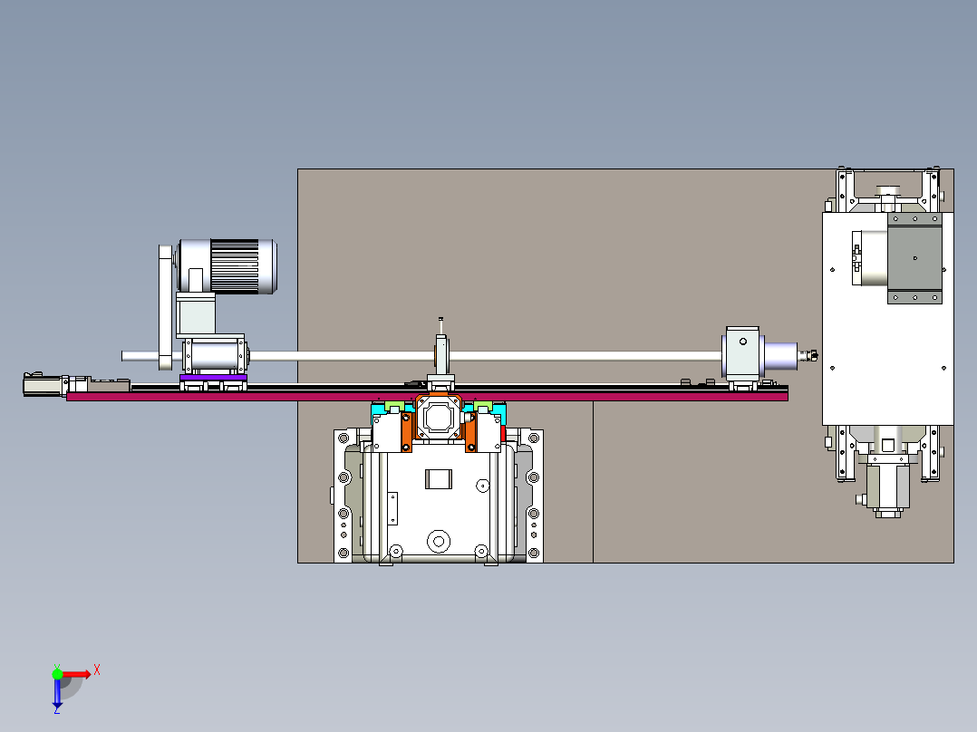 立柱式三坐标内排屑深孔钻床俯视图