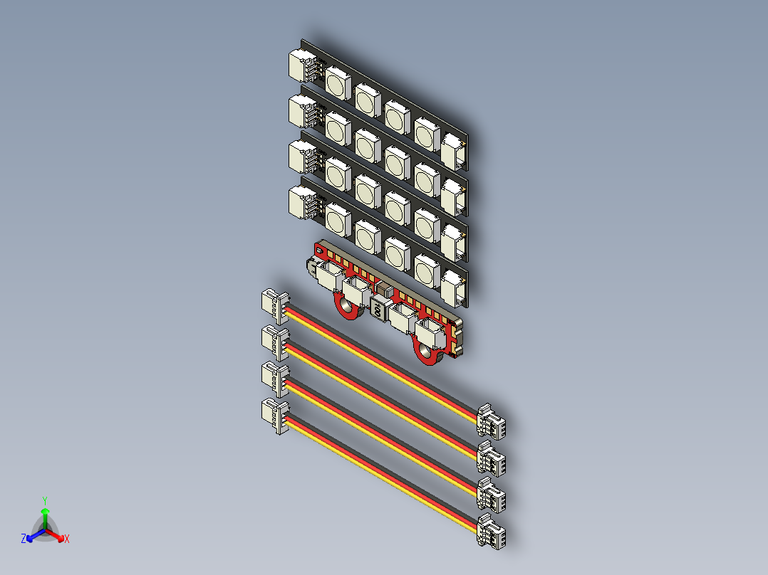 HGLRC LED 控制器和扶手灯正等轴测图