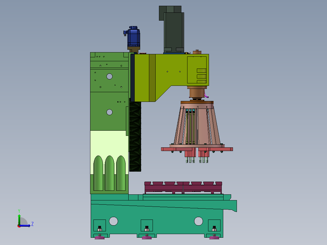 多轴立式钻床三维左视图