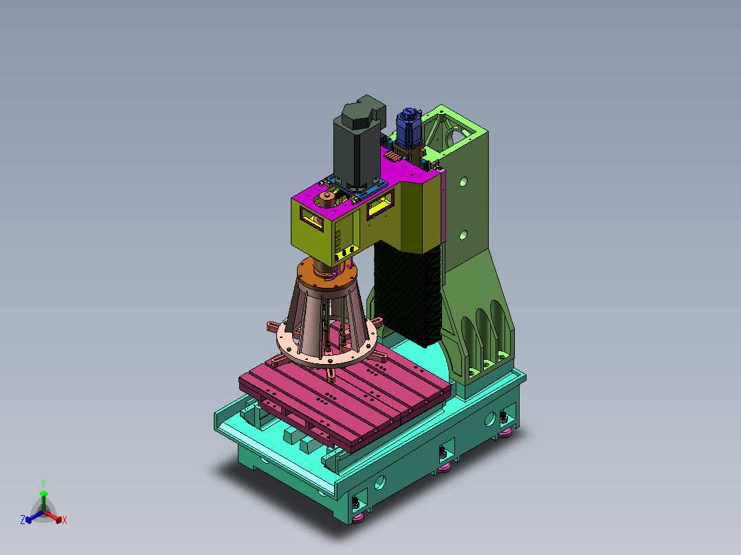 多轴立式钻床三维正等轴测图