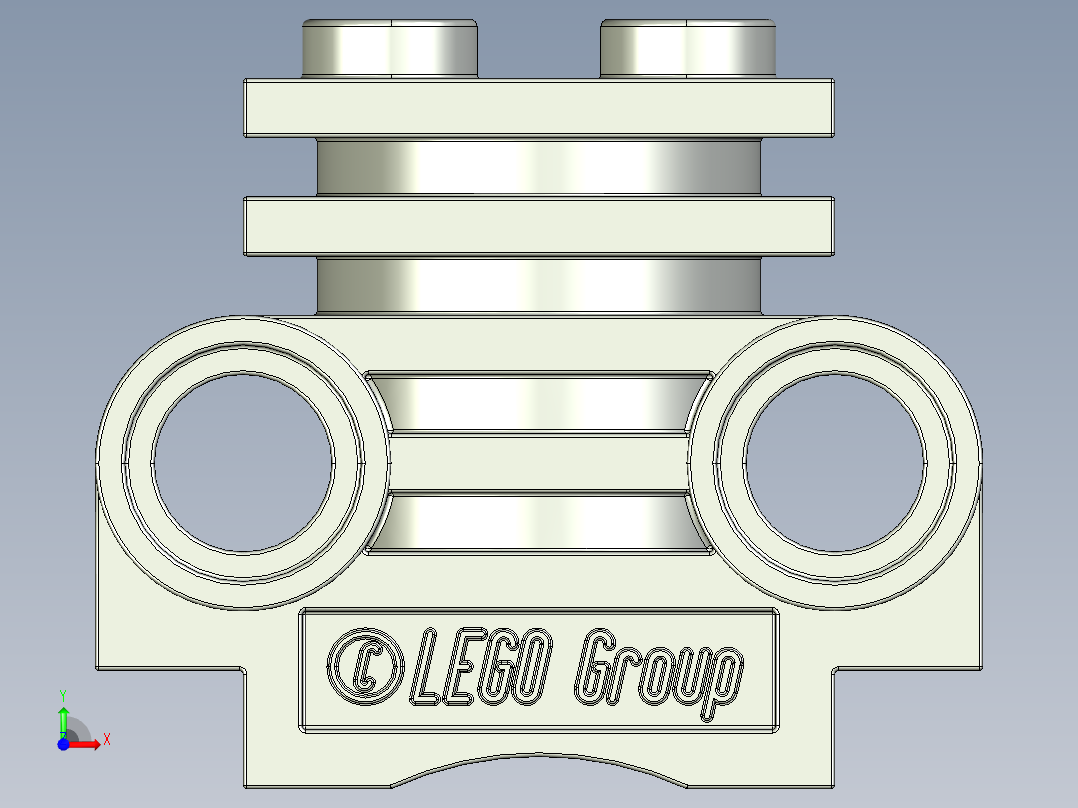 气缸电机-2850 Old Grey Technic Engine Cylinder Head前视图