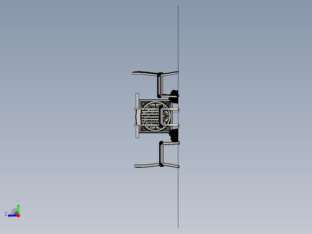 餐桌带漂亮的椅子右视图