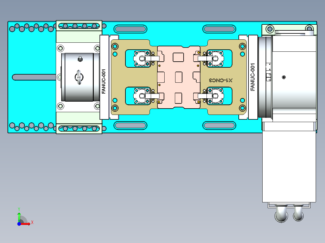 X1-笔记本CNC工装夹具三维模型CNC3-0113前视图