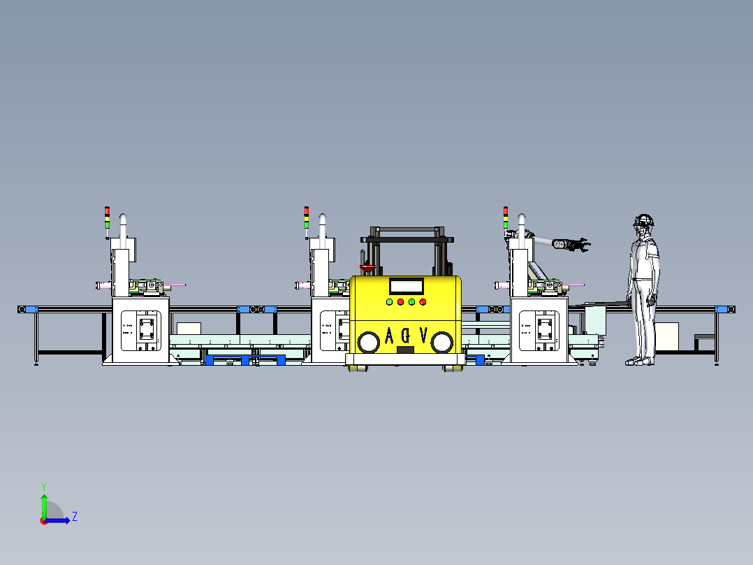 钢管弯曲机构的自动化作业模拟左视图