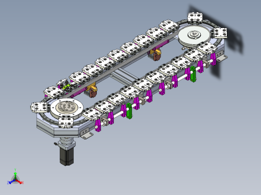 椭圆环形导轨输送线 同步带传动24个工位精密循环线