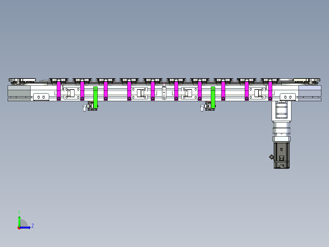 椭圆环形导轨输送线 同步带传动24个工位精密循环线左视图
