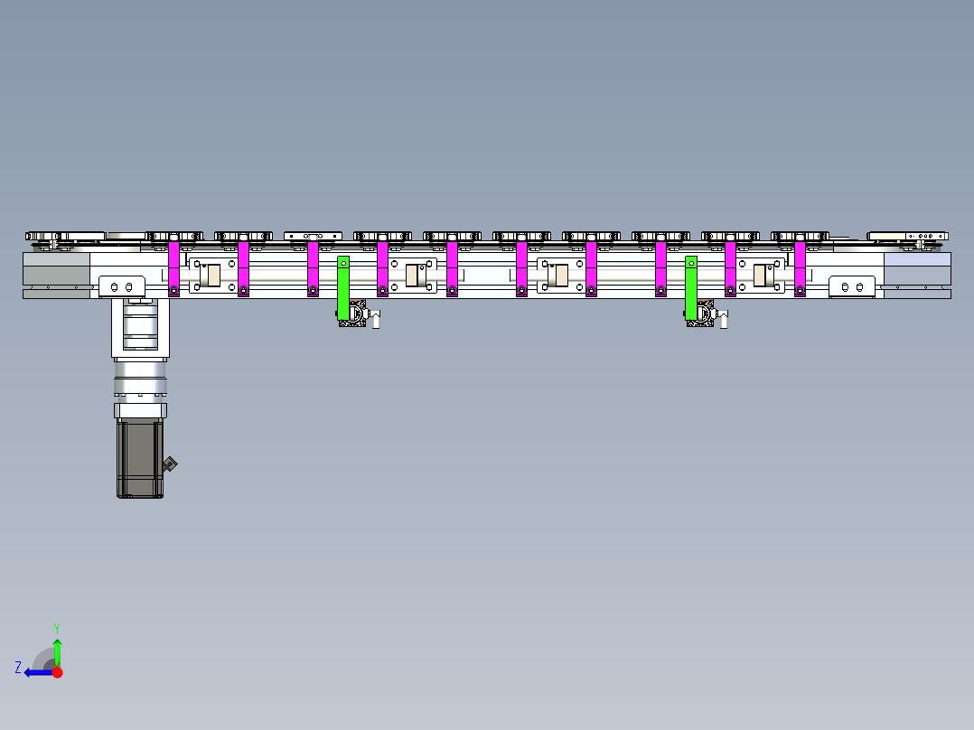 椭圆环形导轨输送线 同步带传动24个工位精密循环线右视图