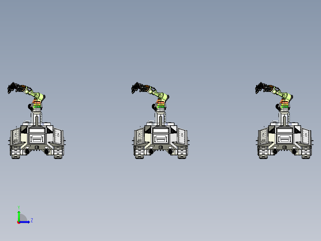 带有机械臂的履带小车机构左视图