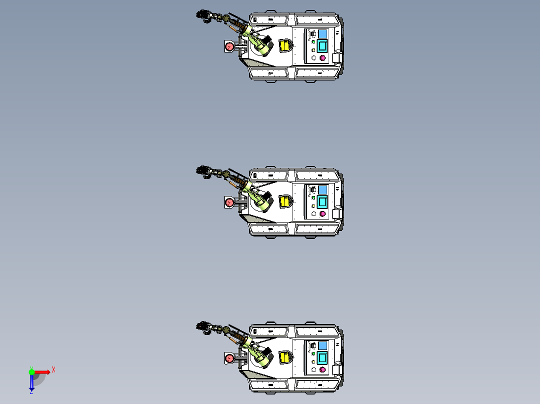 带有机械臂的履带小车机构俯视图